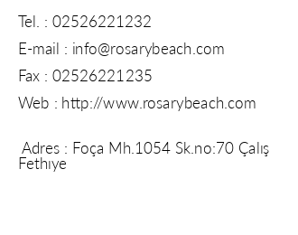 Rosary Beach Hotel iletiim bilgileri